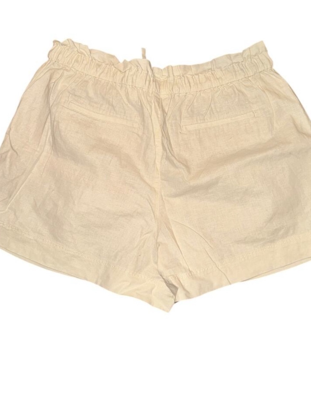 Uniqlo Shorts Women's Size XL Beige Mid Rise Linen Blend Drawstring Pockets